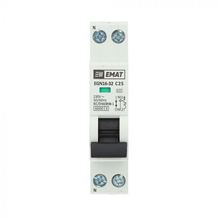 EMAT installatieautomaat 1-polig+nul 25A C-Kar (850010090)